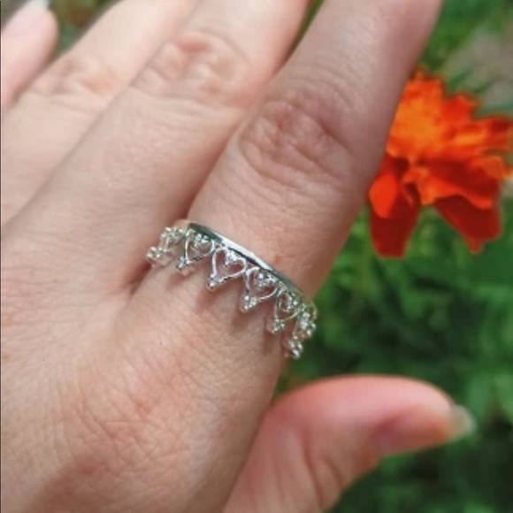 New925 Silver Fancy Crown Anniversary Elegant Ring - Picture 2 of 2